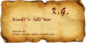 Kovár Gábor névjegykártya
